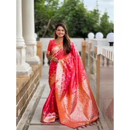 Mitera Woven Design Zari Silk Blend Banarasi Saree-picture-29