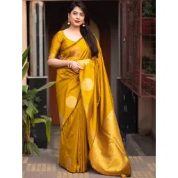 Mitera Woven Design Zari Silk Blend Handloom Kanjeevaram Saree-picture-16