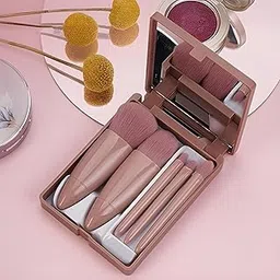 Mitoriya Makeup Brush With Mirror - 5-in-1 Mini Makeup Brush Set with Mirror – Travel-Friendly Foundation, Eyeshadow, Blush & Powder Brushes in Compact Case for Women & Girls-picture-20