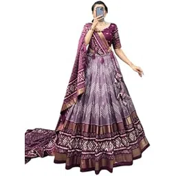 mitra biz Women's Designer Dola Silk Lehenga Choli Patola Print with Foil Work-picture-18