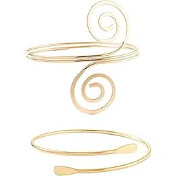 mittijoy 2Pcs Gold Arm Cuff Jewellery for Women, Stylish Gold Bangles for Women, Adjustable One Gram Gold Bangles, Fashionable Arm Cuff for Parties, Performances, Daily Wear-picture-51