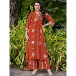 MITTOO Women Ethnic Motifs Printed Regular Kurti with Palazzos-picture-23