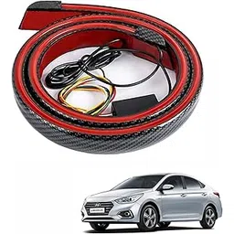 Miwings LED Car Tail Brake Light/Turn Signal Indicator/DRL Universal Car/Jeepcompus Rear Exterior Strip Trunk Light Multicolor Changing (Carbon Fiber) 54inch For Hyundai Verna, Black-picture-31