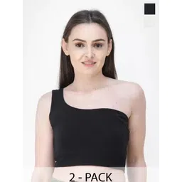 MIXFIT Women Pack of 2 One Shoulder Sleeveless Bralette Crop Top-picture-15