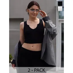 MIXFIT Women Pack Of 2 Ribbed Sweetheart Neck Crop Top-picture-33