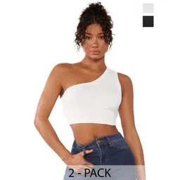 MIXFIT Women Pack Of Two Solid Fitted Crop Top-picture-41