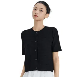 MIXXO Black Tweed Regular Fit Cardigan-picture-25