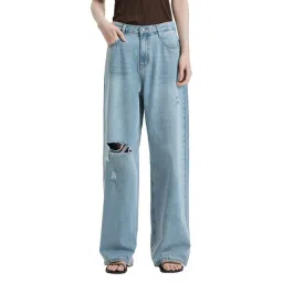 MIXXO Indigo Washed Wide Leg Fit Denim Jeans-picture-38