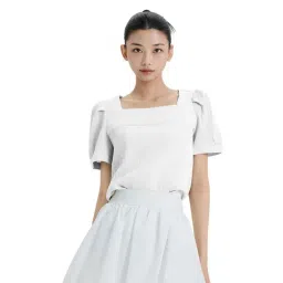 MIXXO White Essential Regular Fit Blouse image 1