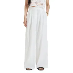 MIXXO White Full-Length Wide Leg Fit Slacks-picture-11