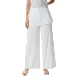 MIXXO White Oversized Mini Wrap Layered Skirt Pants-picture-14