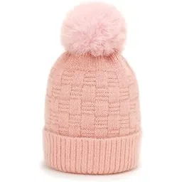 MIYERA Women’s Winter Knitted Beanie Cap with Faux Fur Pom Pom | Soft Warm Woolen Beanie Hat for Girls & Ladies | Cozy Stretch Fit Winter Cap-picture-10