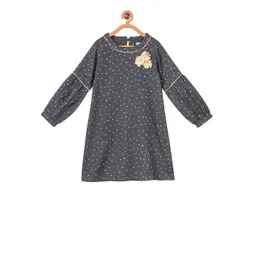 Miyo Girls Grey Solid A-Line Dress-picture-29