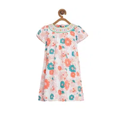 Miyo Girls Off-White Floral Print A-Line Dress-picture-24