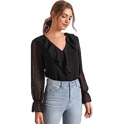 mizago Women's Solid Regular Fit Button Down Shirt-picture-28