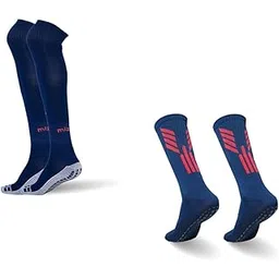 mizaki Calf Lenght & Over the Knee Anti-Slip Football Socks Combo Pack for Men&Women (Navy Blue)-picture-41
