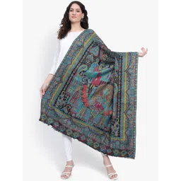 Mizash Kaani Darbar Mughal Jaal Printed Woolen Shawl-picture-10