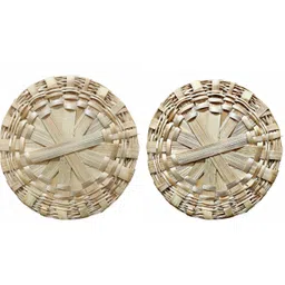 mj traders Bamboo Plate / Lid for Pots & Vessels | Multipurpose Straining & Décor Basket 5 inch Lid, Pack of 2-picture-13