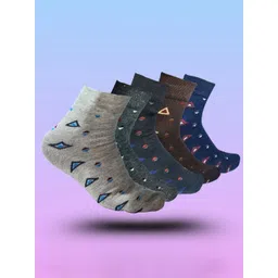 MJE 5-Pcs Patterned Cotton Ankle Length Socks-picture-10