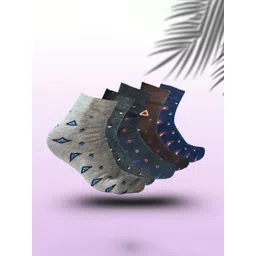 MJE 5-Pcs Patterned Cotton Ankle Length Socks-picture-29