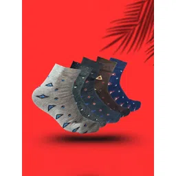 MJE 5-Pcs Patterned Cotton Ankle Length Socks-picture-18