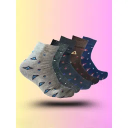 MJE 5-Pcs Patterned Cotton Ankle Length Socks-picture-21