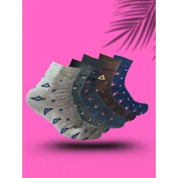 MJE 5-Pcs Patterned Cotton Ankle Length Socks-picture-23