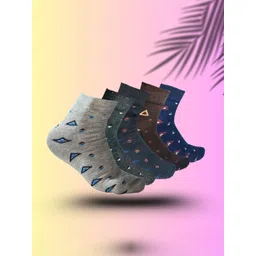 MJE 5-Pcs Patterned Cotton Ankle Length Socks-picture-19