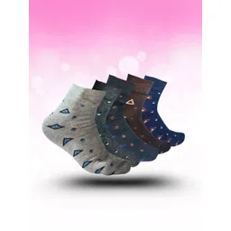 MJE 5-Pcs Patterned Cotton Ankle Length Socks-picture-33