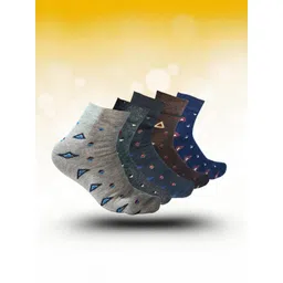 MJE 5-Pcs Patterned Cotton Ankle Length Socks-picture-34