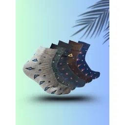 MJE 5-Pcs Patterned Cotton Ankle Length Socks-picture-35