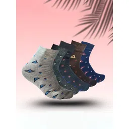 MJE 5-Pcs Patterned Cotton Ankle Length Socks-picture-39