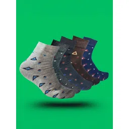 MJE 5-Pcs Patterned Cotton Ankle Length Socks-picture-29