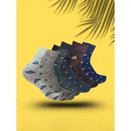 MJE 5-Pcs Patterned Cotton Ankle Length Socks-picture-21