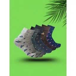 MJE 5-Pcs Patterned Cotton Ankle Length Socks-picture-22