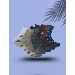 MJE 5-Pcs Patterned Cotton Ankle Length Socks-picture-41