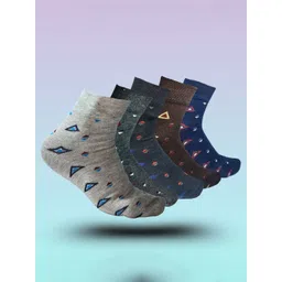 MJE 5-Pcs Patterned Cotton Ankle Length Socks-picture-13