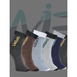 MJE 6-Pcs Patterned Anti-Bacterial Cotton Ankle Length Socks-picture-36