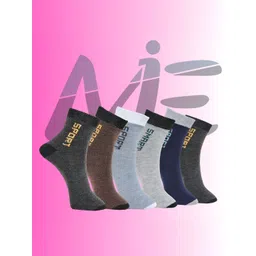 MJE Pack Of 6 Patterned Cotton Ankle Length Socks-picture-19