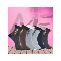 MJE Pack Of 6 Patterned Cotton Ankle Length Socks-picture-19