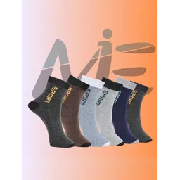 MJE Pack Of 6 Patterned Cotton Ankle Length Socks-picture-44