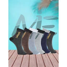 MJE Pack Of 6 Patterned Cotton Ankle Length Socks-picture-42