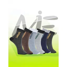 MJE Pack Of 6 Patterned Cotton Ankle Length Socks-picture-14