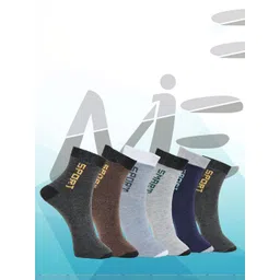 MJE Pack Of 6 Patterned Cotton Ankle Length Socks-picture-32