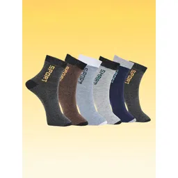 MJE Pack Of 6 Patterned Cotton Ankle Length Socks-picture-46