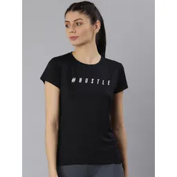 MKH Women Black Typography Printed Dri-FIT Sports T-shirt-picture-34