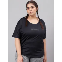 MKH Women Plus Size Typography Printed Drop shoulder Sleeves Dri-FIT Relaxed Fit T-shirt-picture-13
