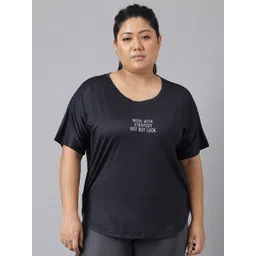 MKH Women Plus Size Typography Printed Drop shoulder Sleeves Dri-FIT Relaxed Fit T-shirt-picture-12