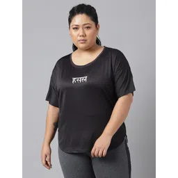 MKH Women Plus Size Typography Printed Drop shoulder Sleeves Dri-FIT Relaxed Fit T-shirt-picture-17