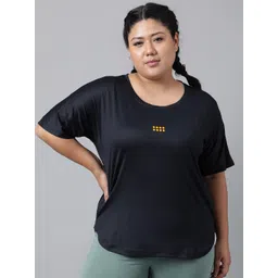 MKH Women Plus Size Typography Printed Drop shoulder Sleeves Dri-FIT Relaxed Fit T-shirt-picture-15